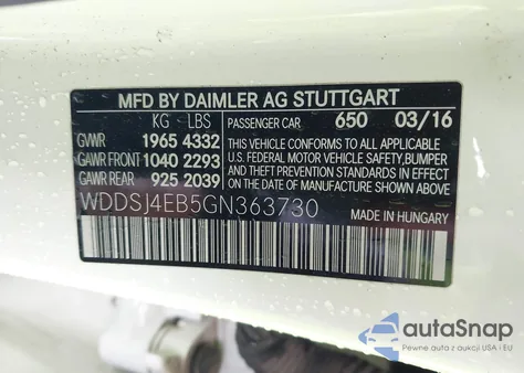 2016 Mercedes-Benz Cla 250 z USA, uszkodzony, nr VIN WDDSJ4EB5GN363730